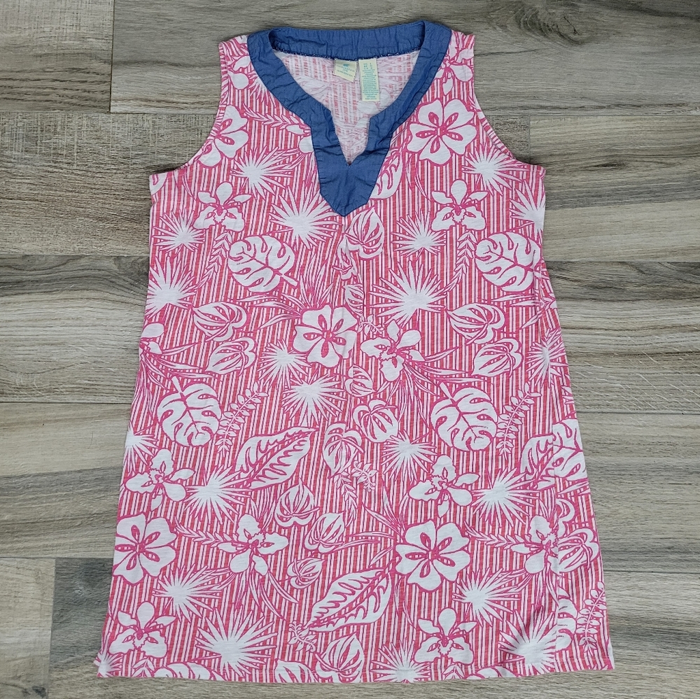 Caribbean Joe Sleeveless Tropical Hawaiian Dress Women's Large